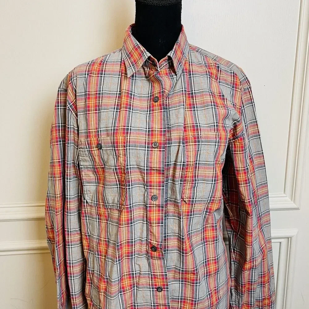 Banana Republic Shirt‎ Men's Large Plaid Western Cowboy Rodeo Long Sleeve